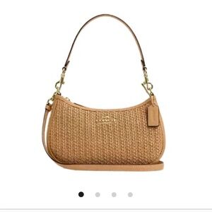 Coach Teri straw bag with gold hardware